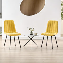 Jaune chaises de Salle à Manger，rembourrées avec Dossier Haut et Design en Lin.