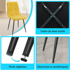 Jaune chaises de Salle à Manger，rembourrées avec Dossier Haut et Design en Lin.