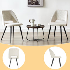 Chaises de salle à manger ,avec rembourrage en velours côtelé épais et pieds en métal séparés, beige.