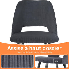 Chaises de salle à manger ,avec rembourrage en velours côtelé épais et pieds en métal séparés, noires