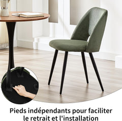 Chaises de salle à manger ,avec rembourrage en velours côtelé épais et pieds en métal séparés,Vertes