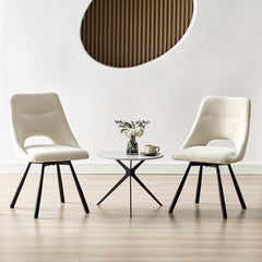Chaises de Salle à Manger,siège à Retour Automatique,pivotante à 180°,Coton Imitation Cachemire - Beige