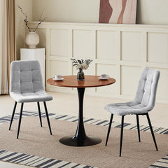 Gris chaises de Salle à Manger，rembourrées avec Dossier Haut et Design en Lin.