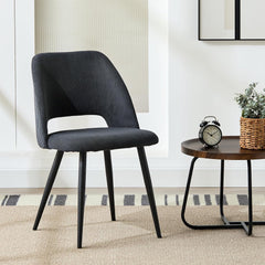 Chaises de salle à manger ,avec rembourrage en velours côtelé épais et pieds en métal séparés, noires
