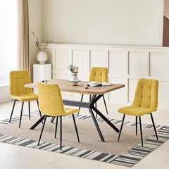 Jaune chaises de Salle à Manger，rembourrées avec Dossier Haut et Design en Lin.