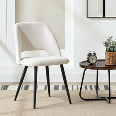 Chaises de salle à manger ,avec rembourrage en velours côtelé épais et pieds en métal séparés, beige.