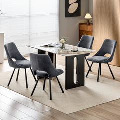 Chaises de Salle à Manger,siège à Retour Automatique,pivotante à 180°,Coton Imitation Cachemire -Gris Foncé