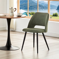 Chaises de salle à manger ,avec rembourrage en velours côtelé épais et pieds en métal séparés,Vertes