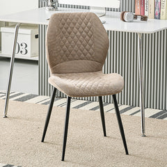 Brun Chaise de salle à manger, lin, pieds en métal.