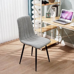 Gris chaises de Salle à Manger，rembourrées avec Dossier Haut et Design en Lin.