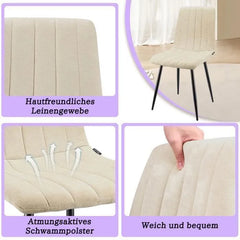 Kaki chaises de Salle à Manger，rembourrées avec Dossier Haut et Design en Lin.