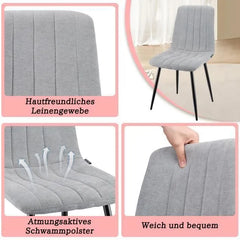 Gris chaises de Salle à Manger，rembourrées avec Dossier Haut et Design en Lin.